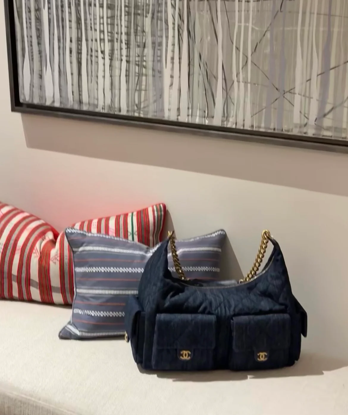 Chanel 25 Chobo Denim Small - Темно-синий