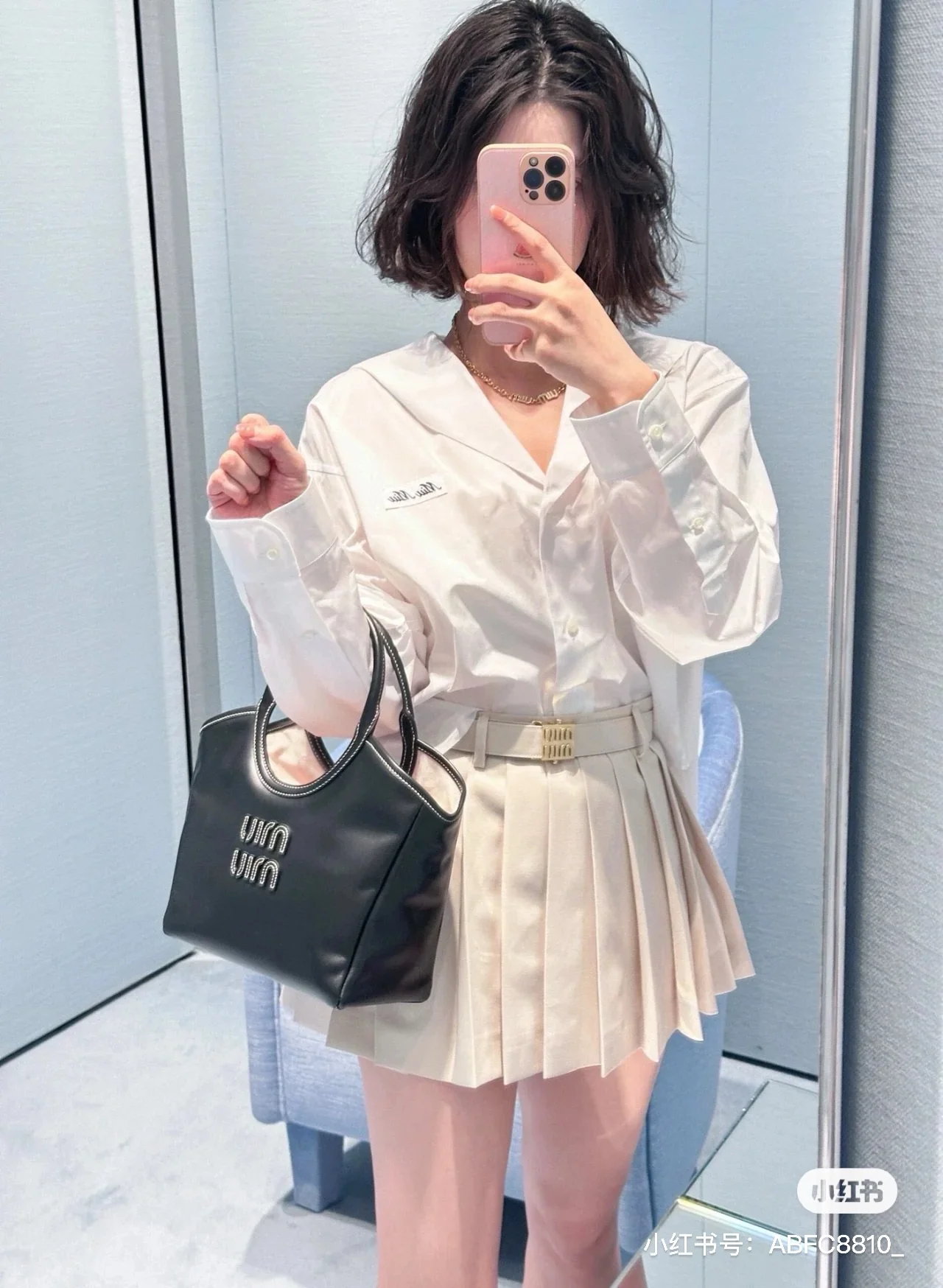 Рубашка с длинными рукавами Miu Miu-2404 в темно-синем стиле