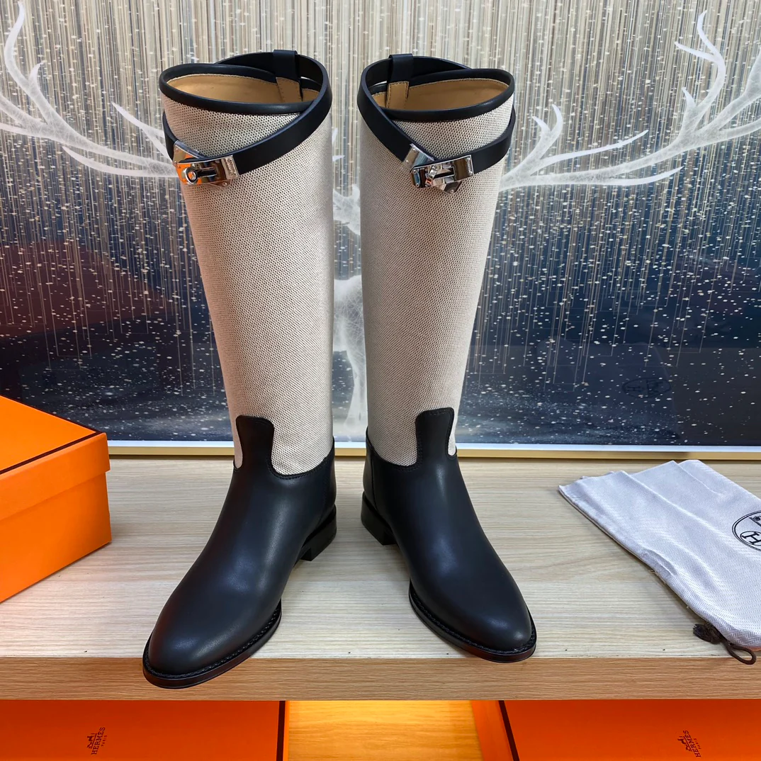 Длинные сапоги Hermes 2024 - черные