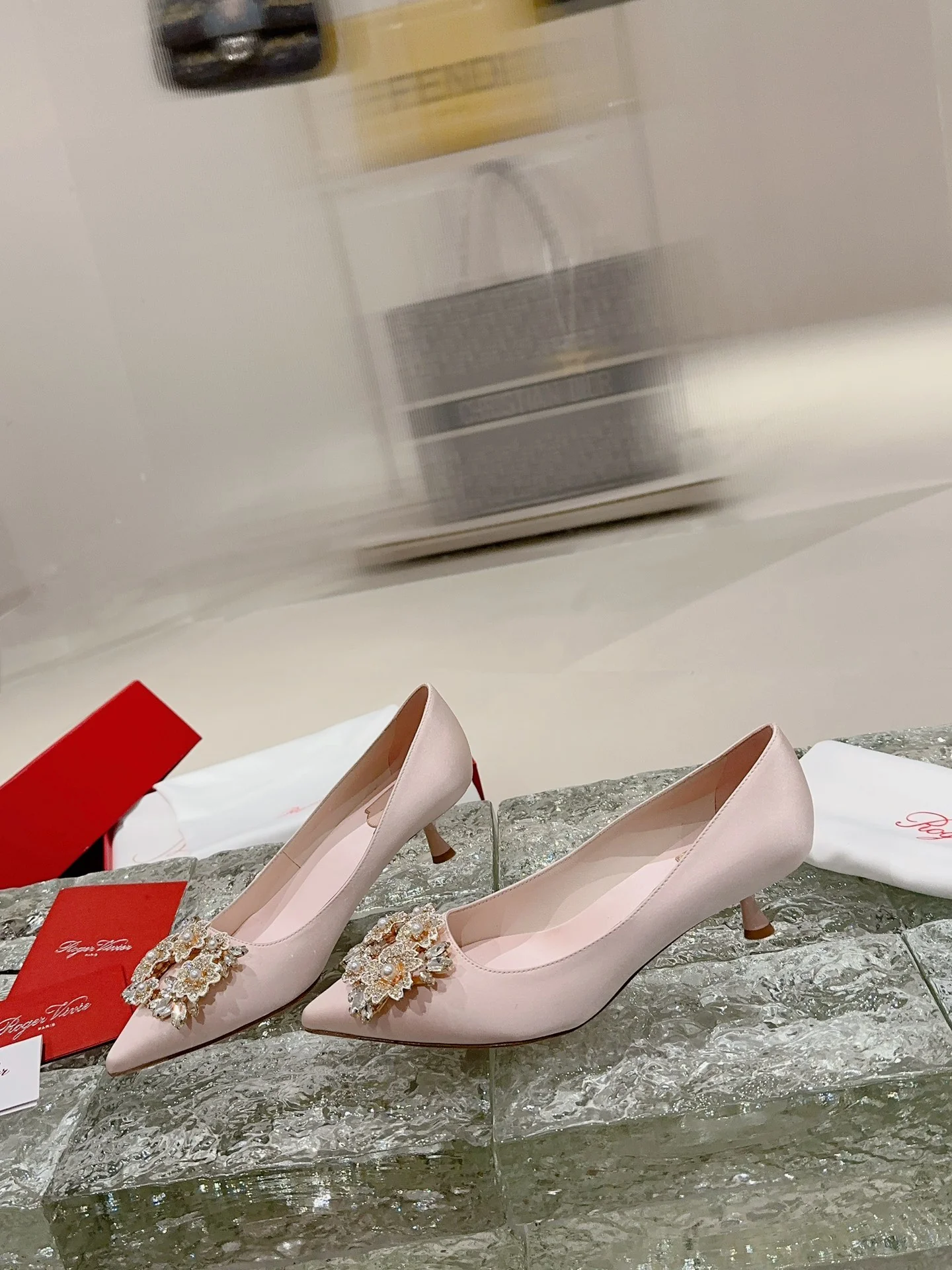 Туфли с квадратным носком и пряжкой - 2024 - На высоком каблуке - Розовые