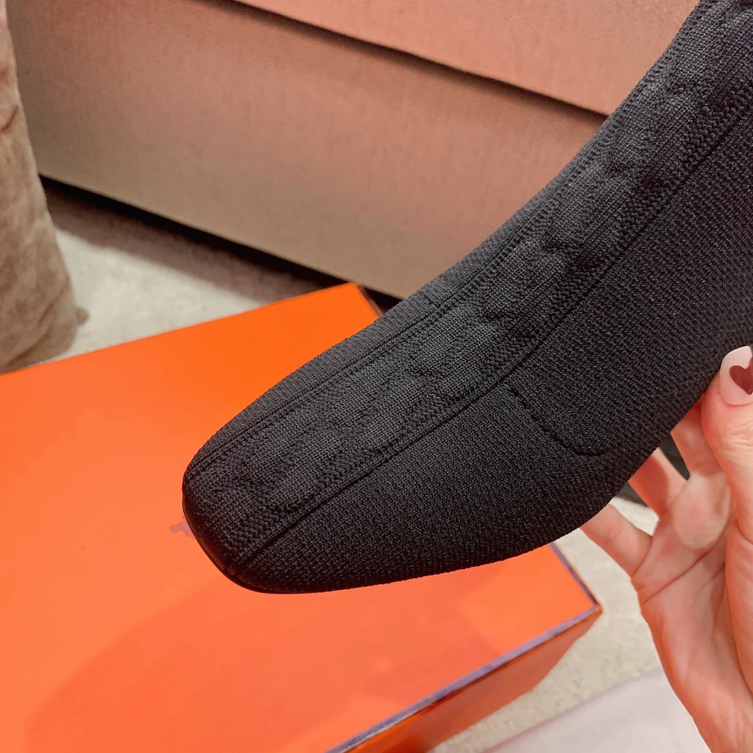 Вязаные эластичные сапоги Hermes-volver - черные