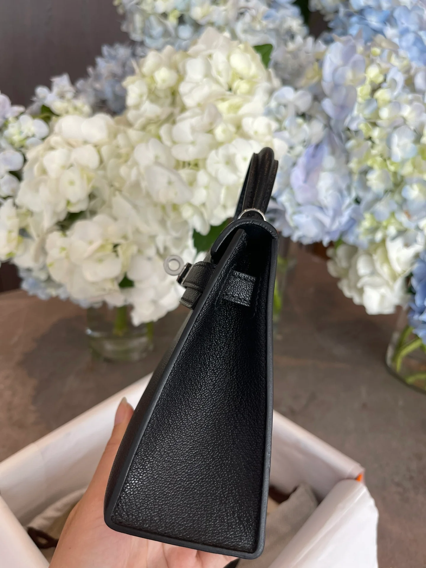 Hermes Kelly Mini 2nd Generation Epsom Black Silver Buckle 1