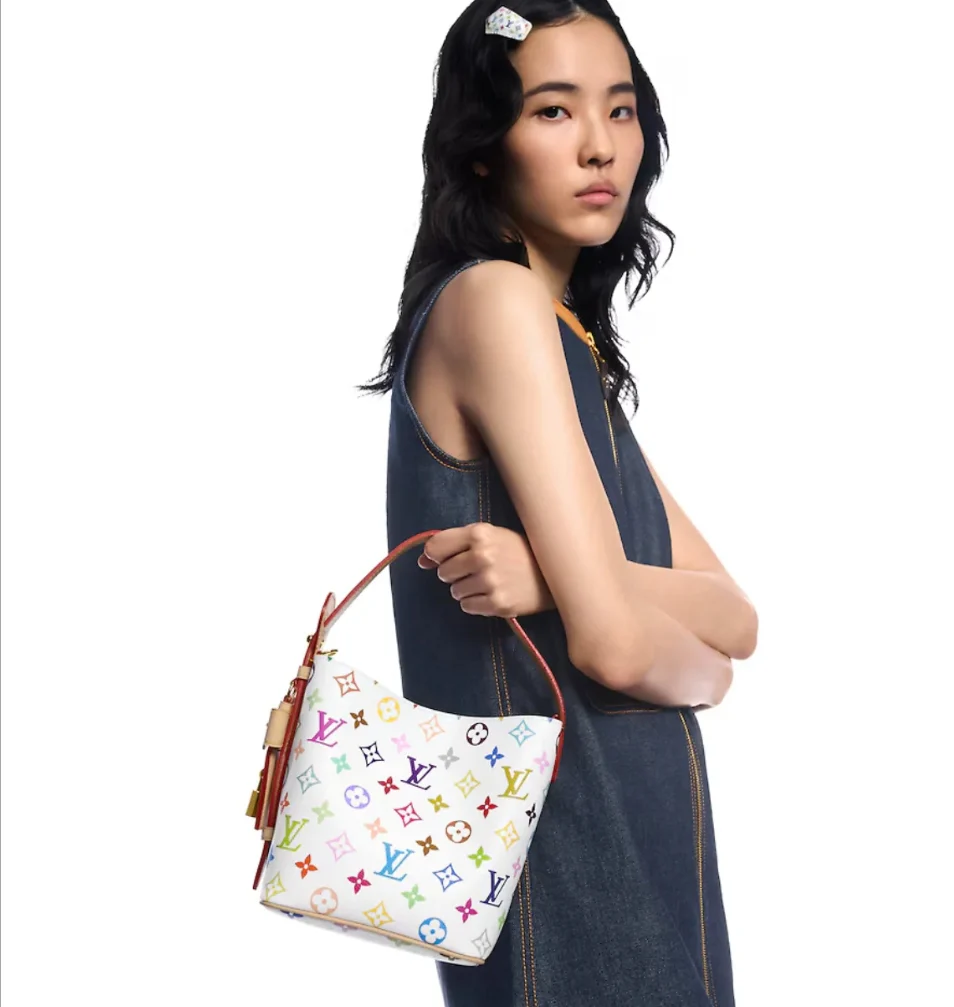 Кожаная сумка LV All-in-Bag с бантом - белая