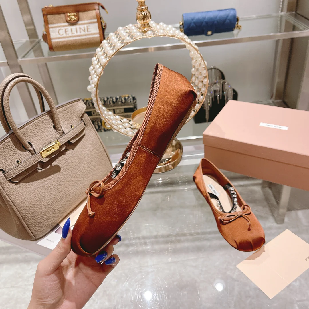 Балетки Miu Miu - French Fairy Ballet Flats - коричневые