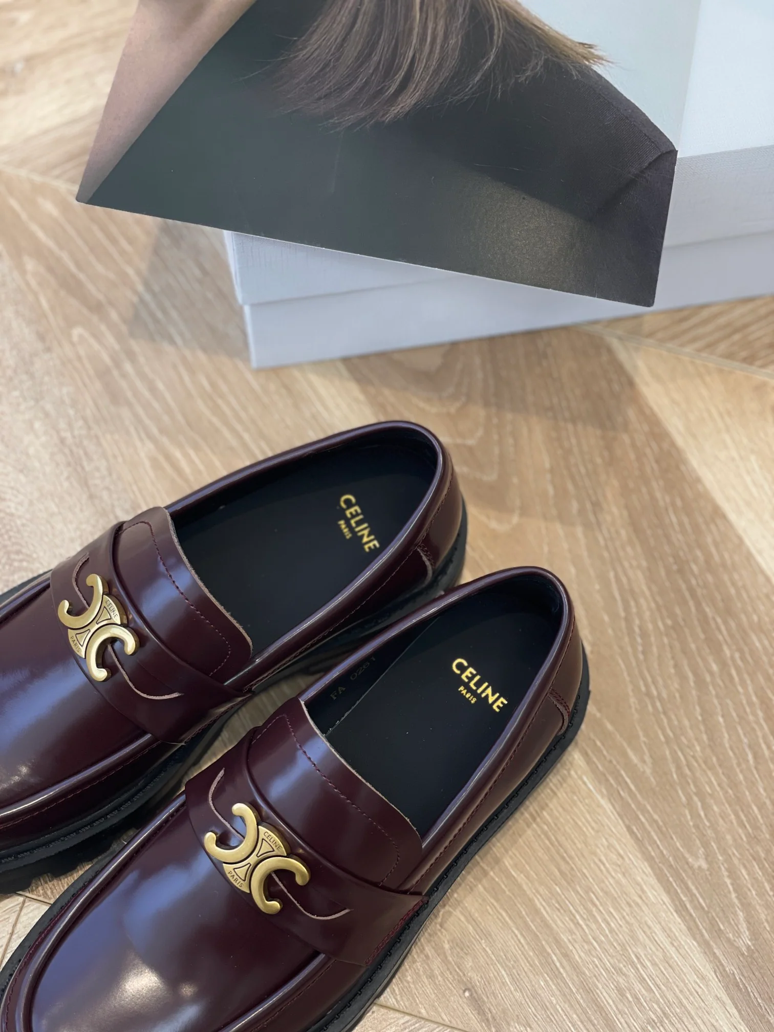 Афро-туфли Celine Arc de Triomphe - бордовые