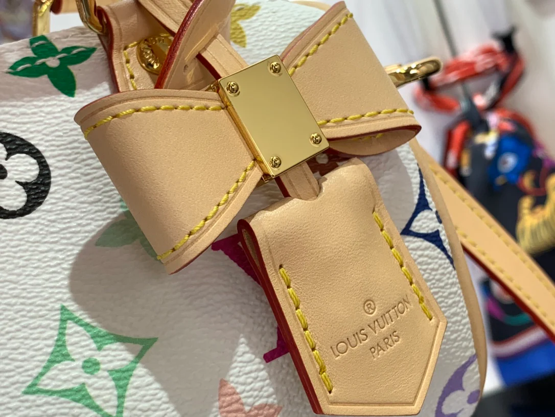 Сумка LV Nano Speedy Mini из канваса — белая.