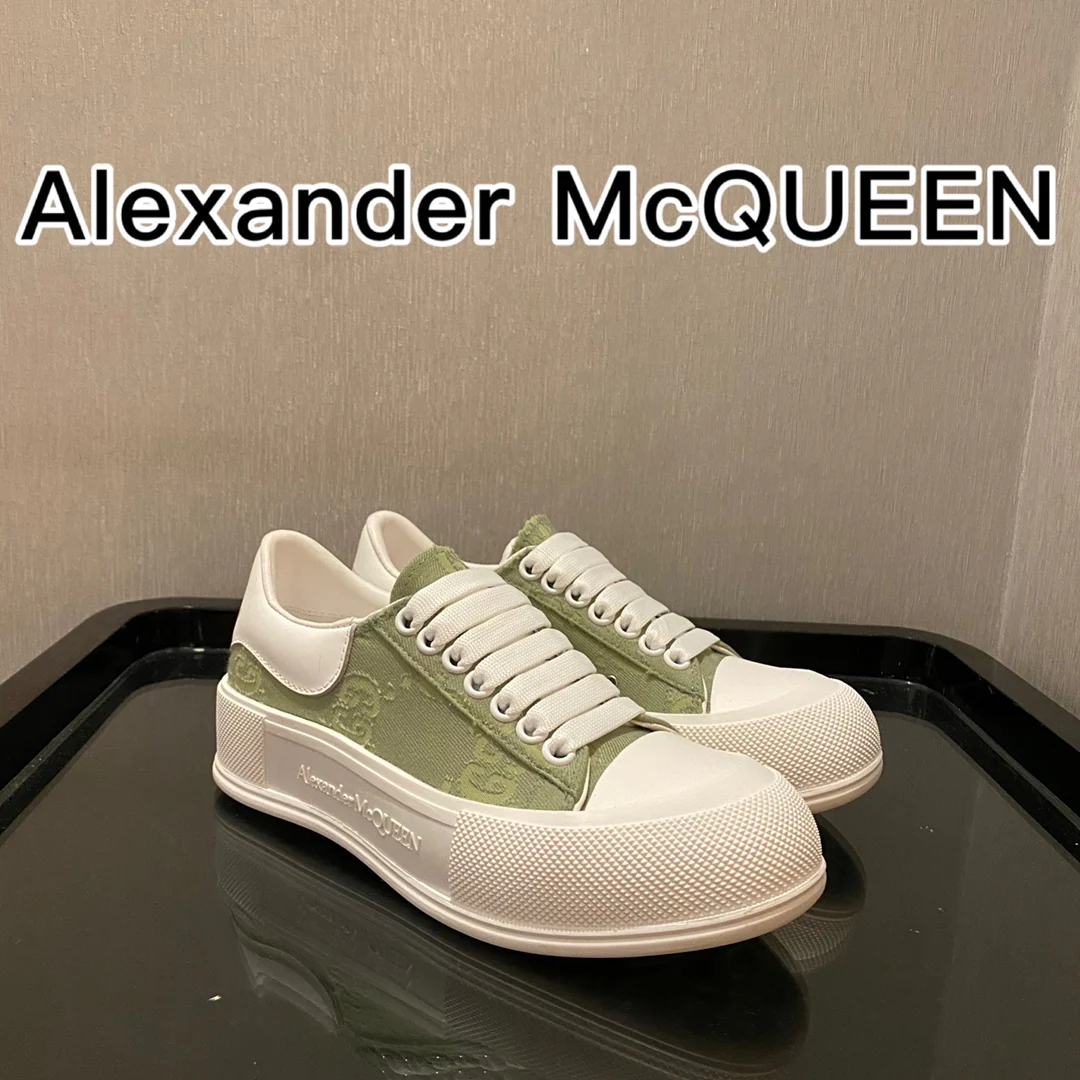 Кроссовки на платформе из парусины, созданные в сотрудничестве McQueen и G, зеленого цвета - 1