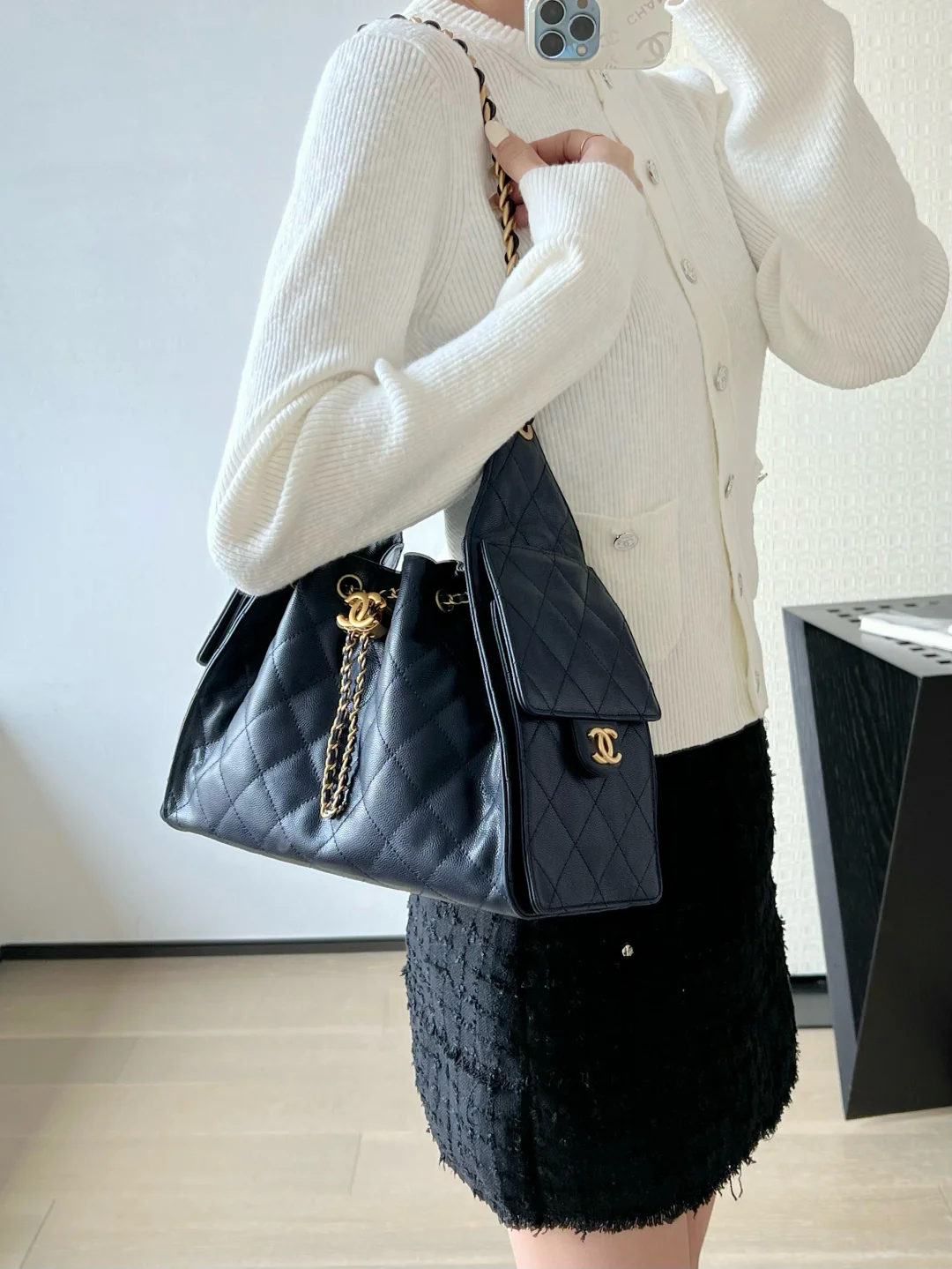 Chanel - 2???? - Хиппи???? Маленький - Темно-синий - Золотая пряжка