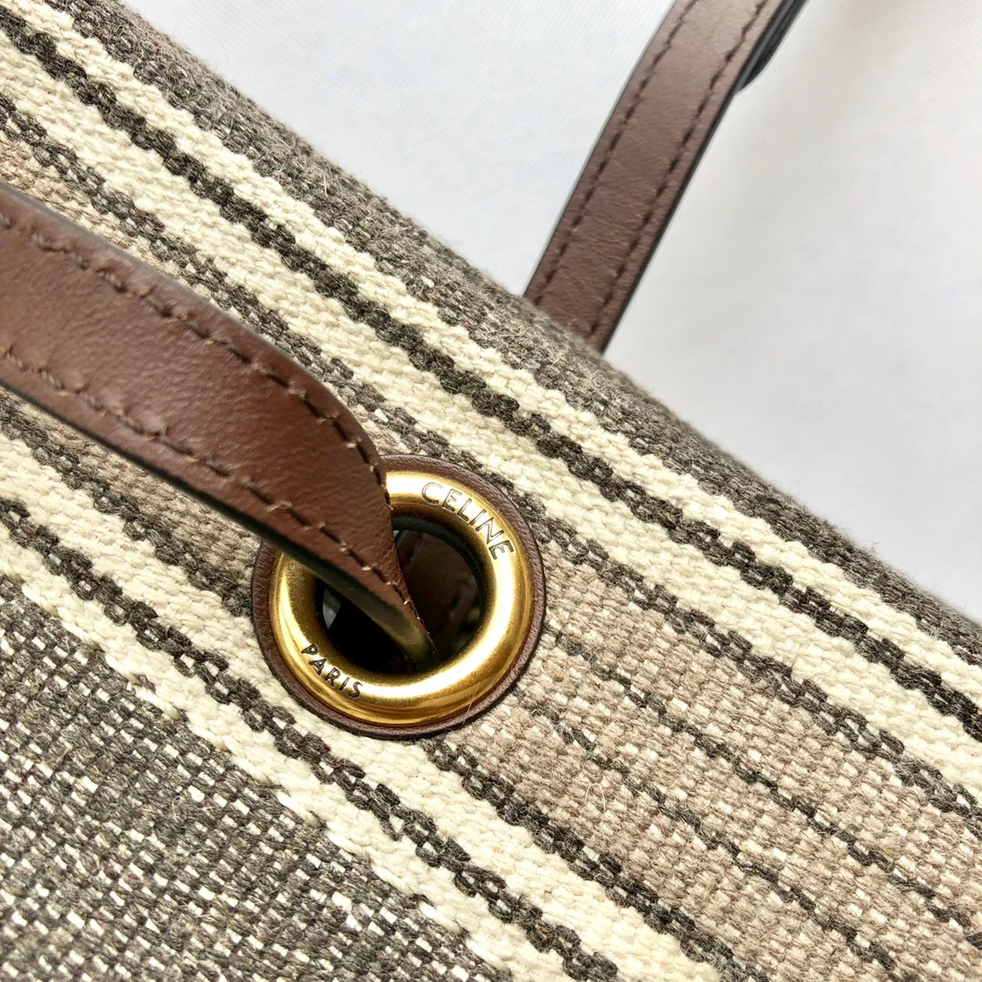 Celine - Квадратная сумка из полосатого жаккарда и телячьей кожи