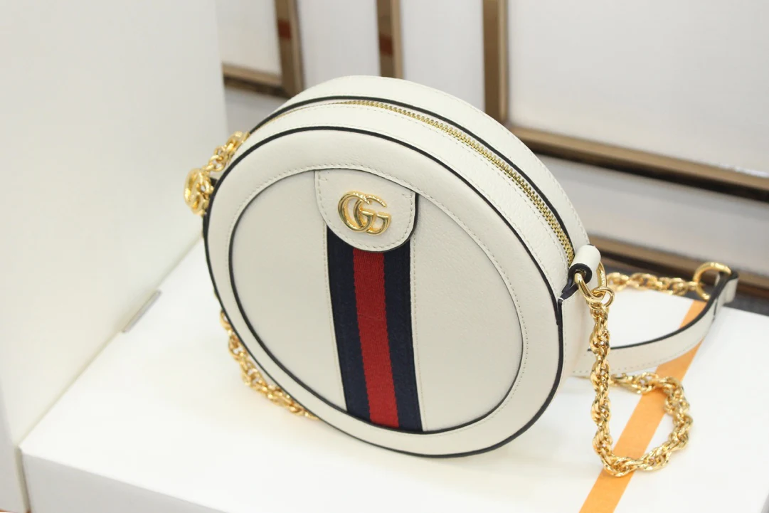 Сумка через плечо Gucci Ophidia Round Cake Collection - белая.
