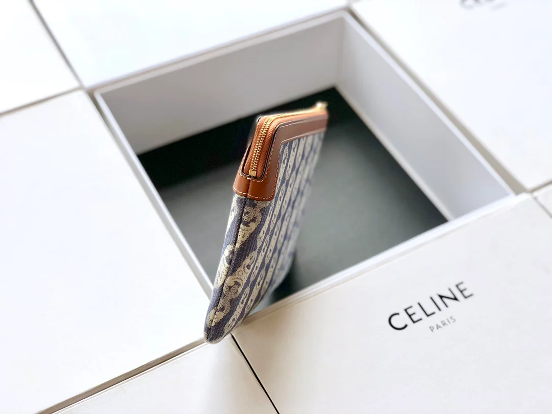 Маленький клатч Celine Maillon Triomphe Jacquard - темно-синий/желто-коричневый