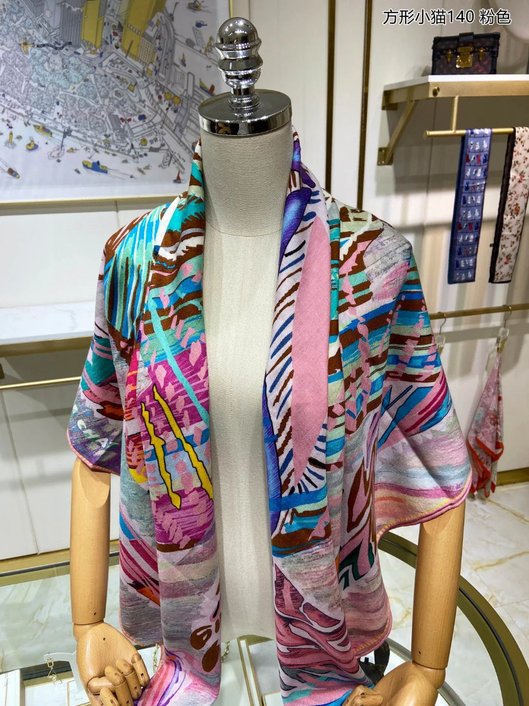 Шарф Hermes Square Kitten Scarf - 140 см - 70% кашемир - 30% шелк - 1 шт.