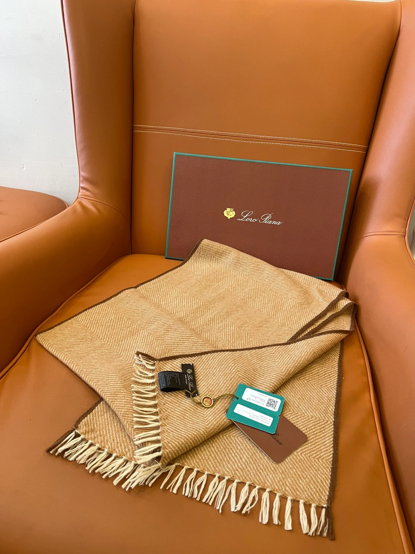 Мужской кашемировый шарф Loro Piana 2024 - 30-190 - светло-коричневый