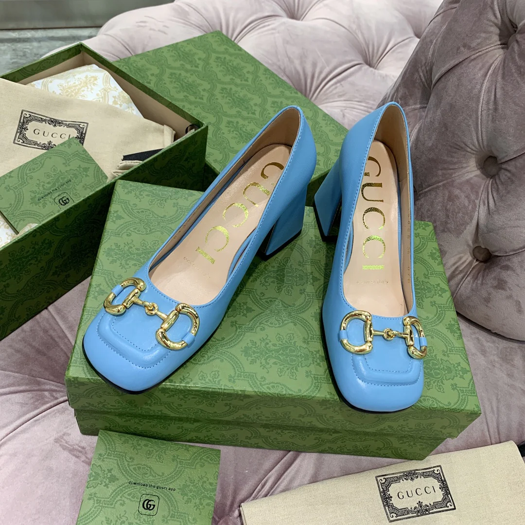 Туфли Gucci в стиле ретро с квадратным носком и массивным каблуком - 1