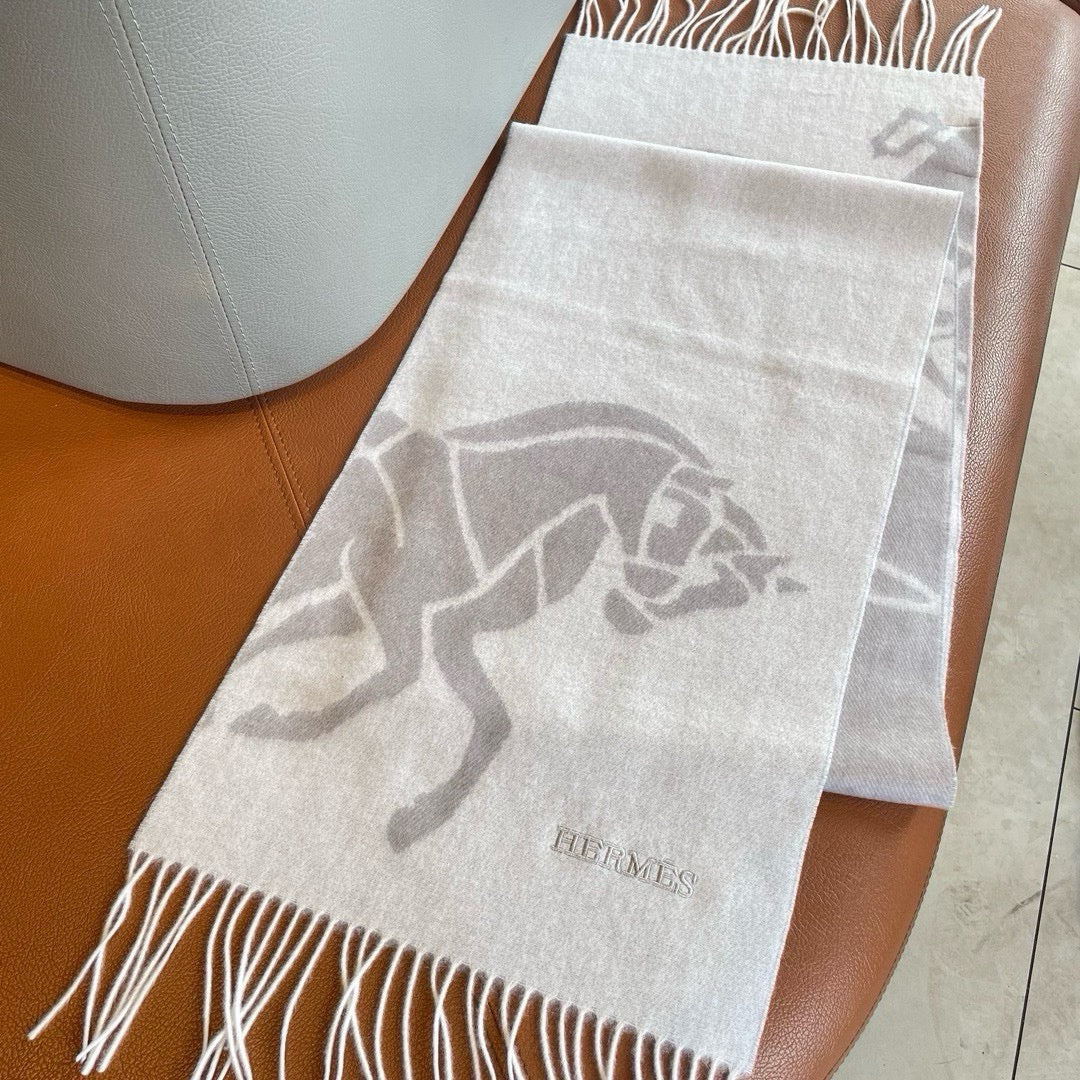 Кашемировый жаккардовый шарф Hermes 2024 - 180-30