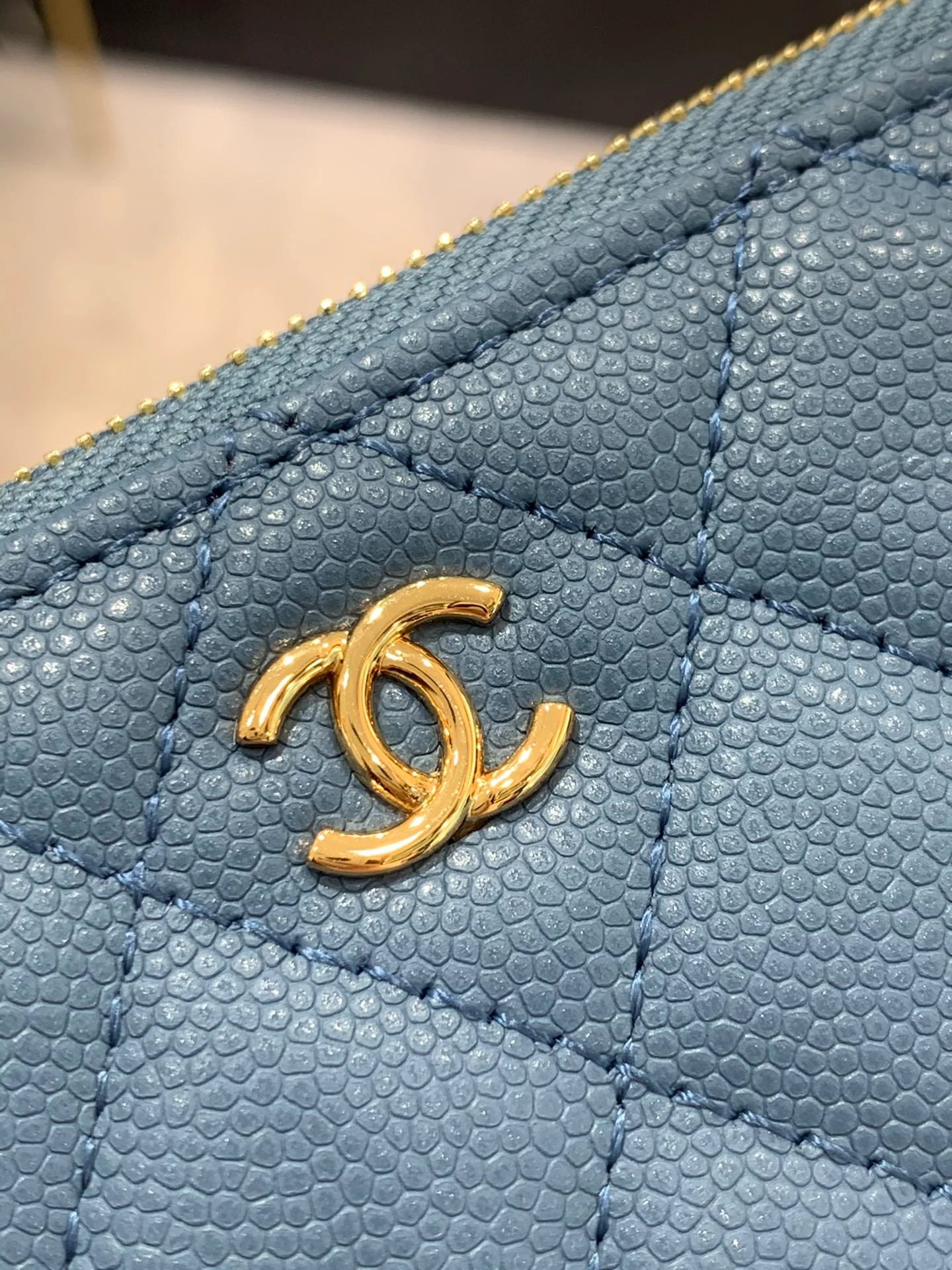 Chanel 19 серии - Классический кожаный кошелек на молнии - Синий