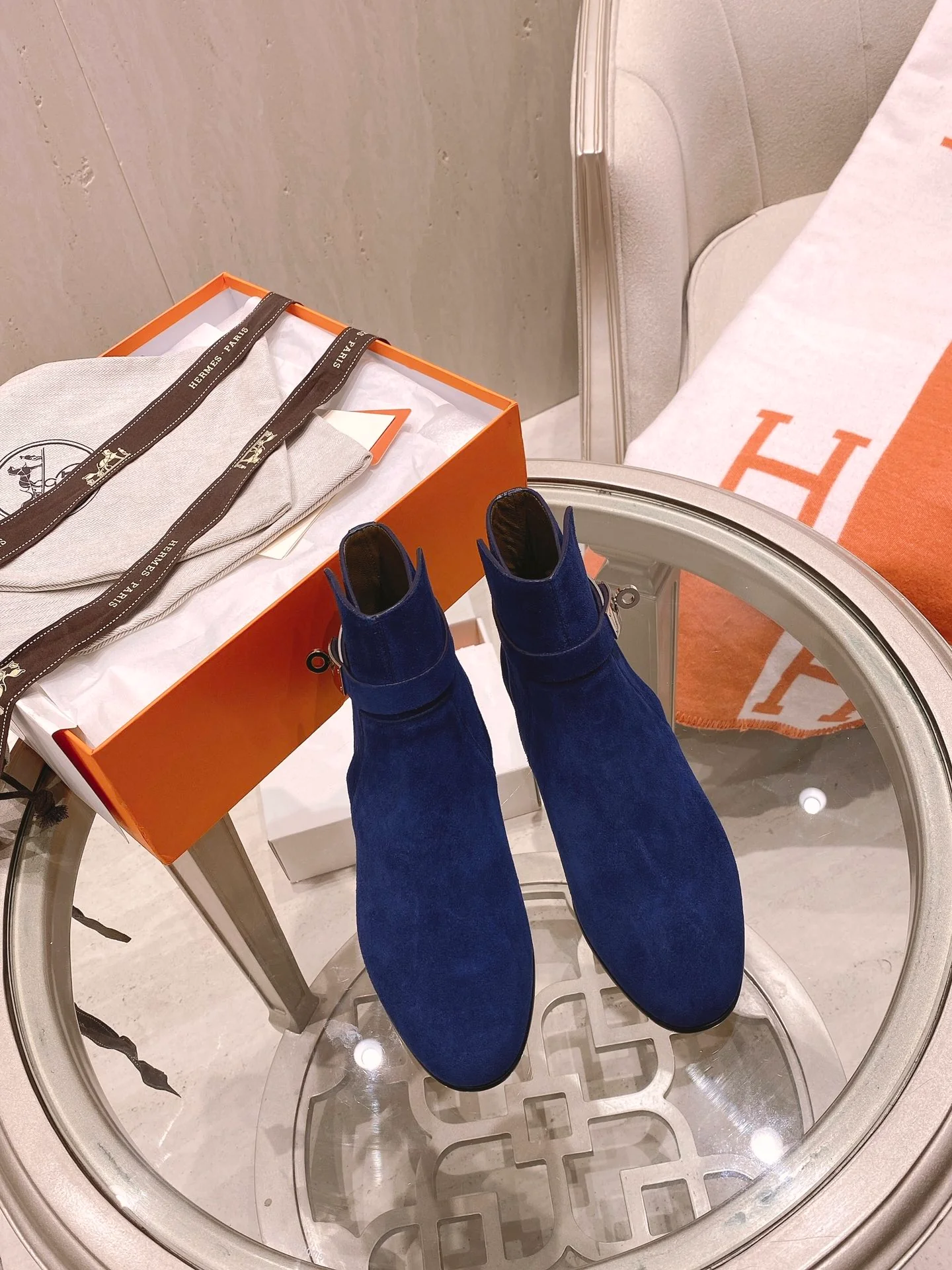 Ботильоны Hermes Kelly Buckle Collection - синие