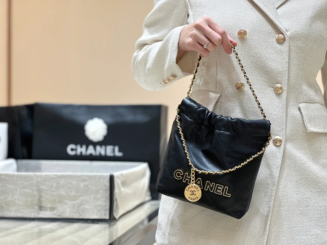 Мини-сумка Chanel Mini 22, лимитированная серия, мусорный мешок - черный.