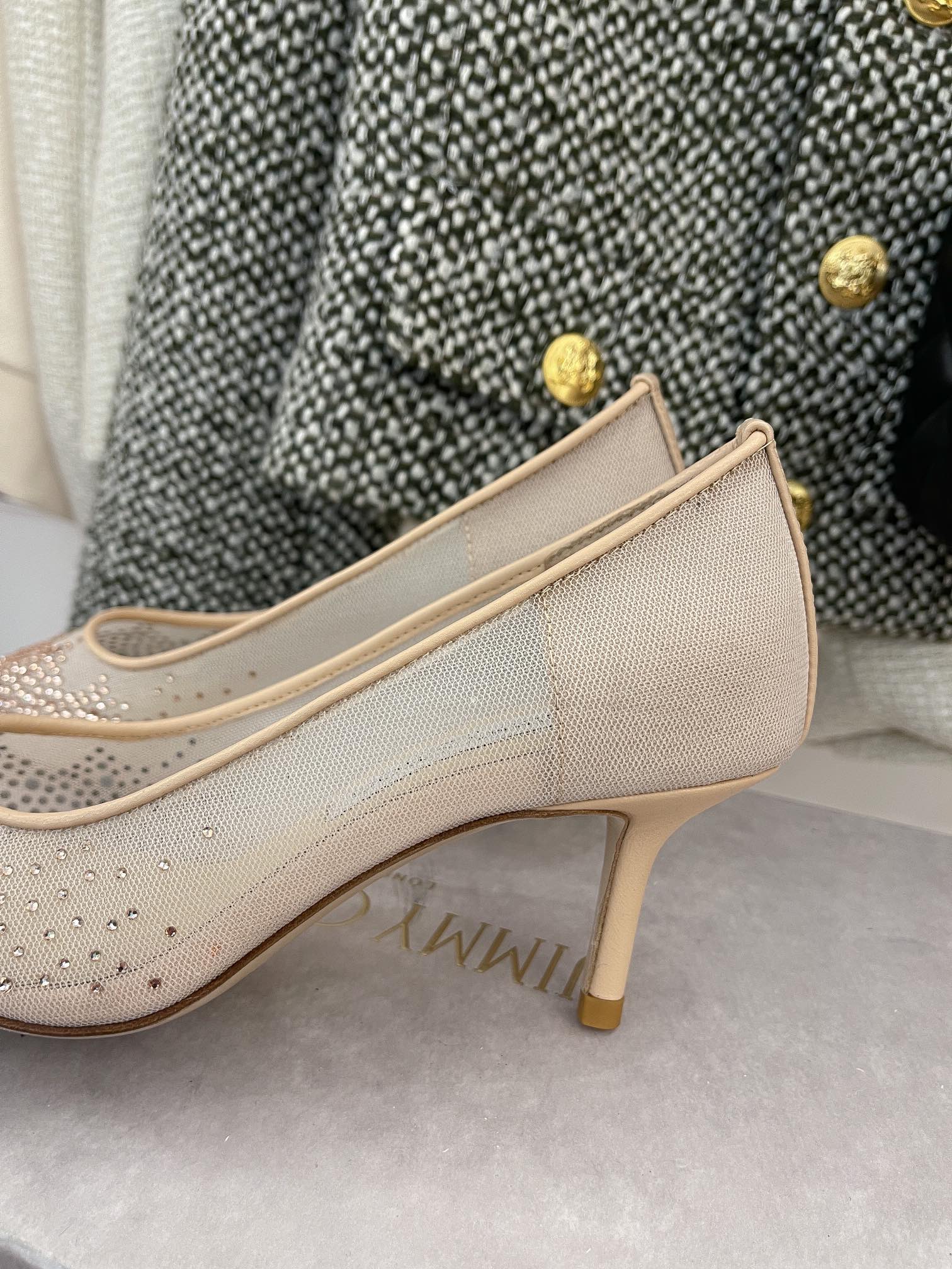 Jimmy - Туфли на высоком каблуке с сетчатой ??отделкой и стразами