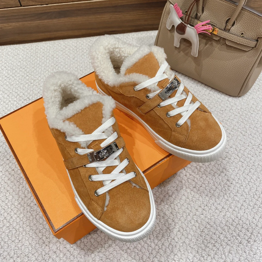 Высокие шерстяные кроссовки Hermes Kelly, низкие кроссовки, унисекс, светло-коричневые