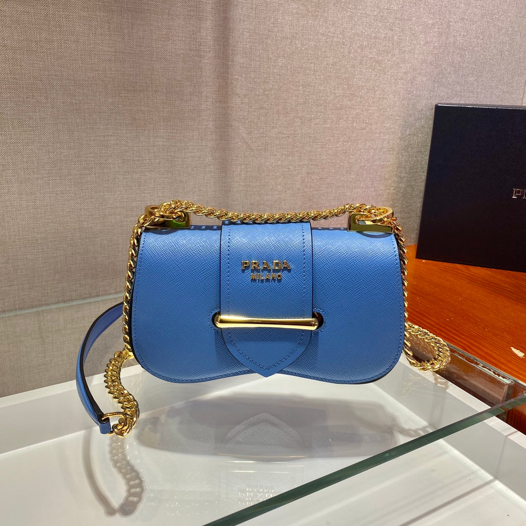 Сумка Prada-Sidonie Saffiano с клапаном, синяя