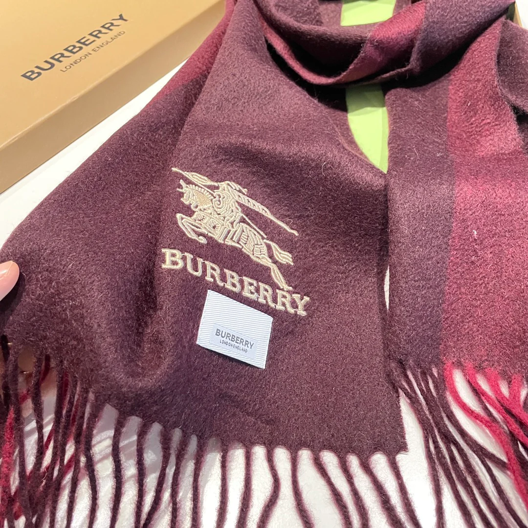 Кашемировый шарф Burberry в клетку - 32 см - 180 см