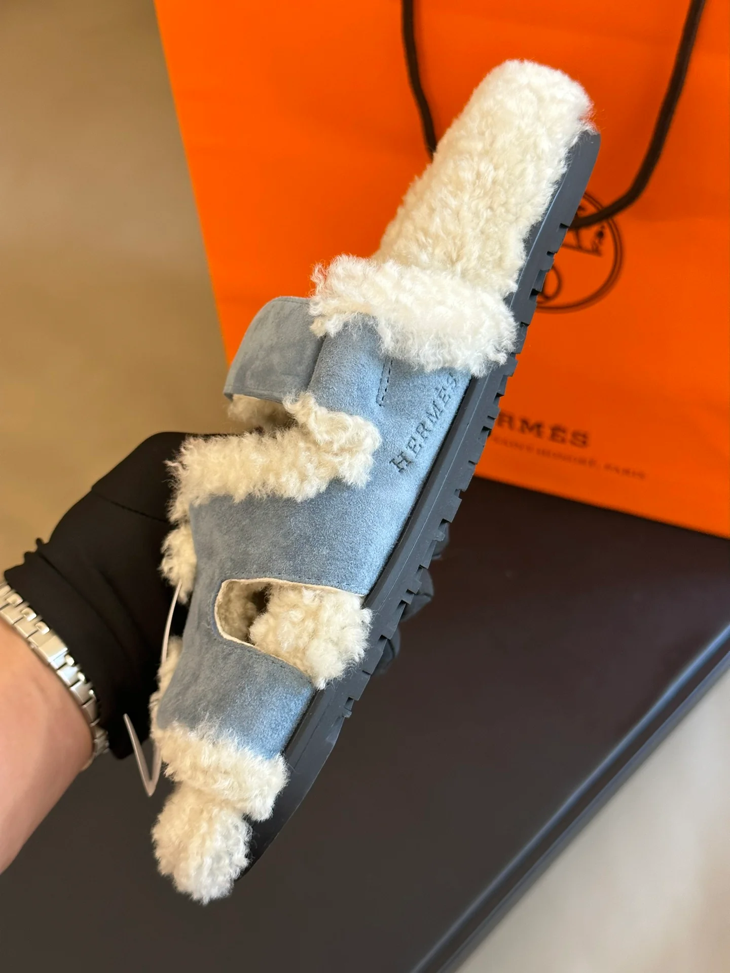 Тапочки Hermes 2024 Second Uncle - синие