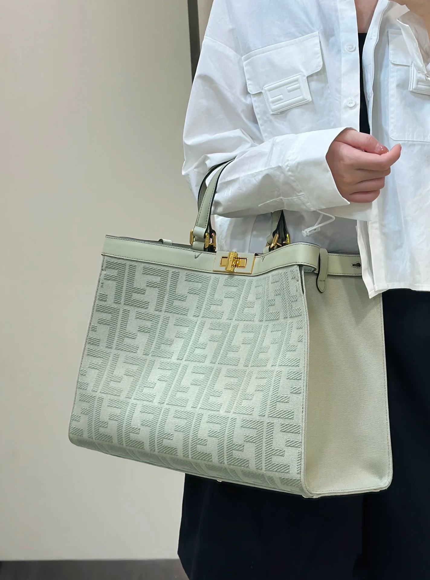 Холщовая сумка-тоут Fendi X-Tote - серая