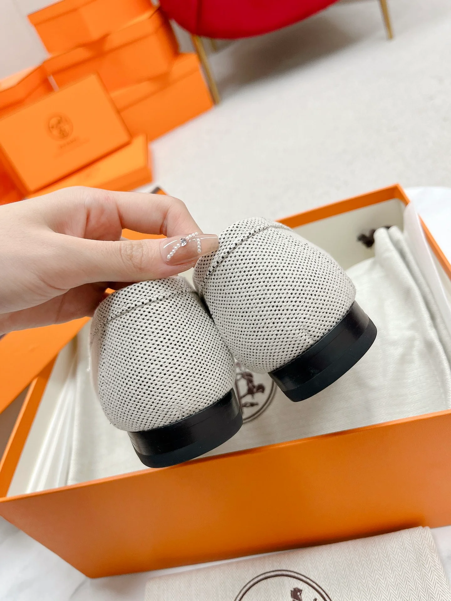 Лоферы Hermes Royal - бежево-серые