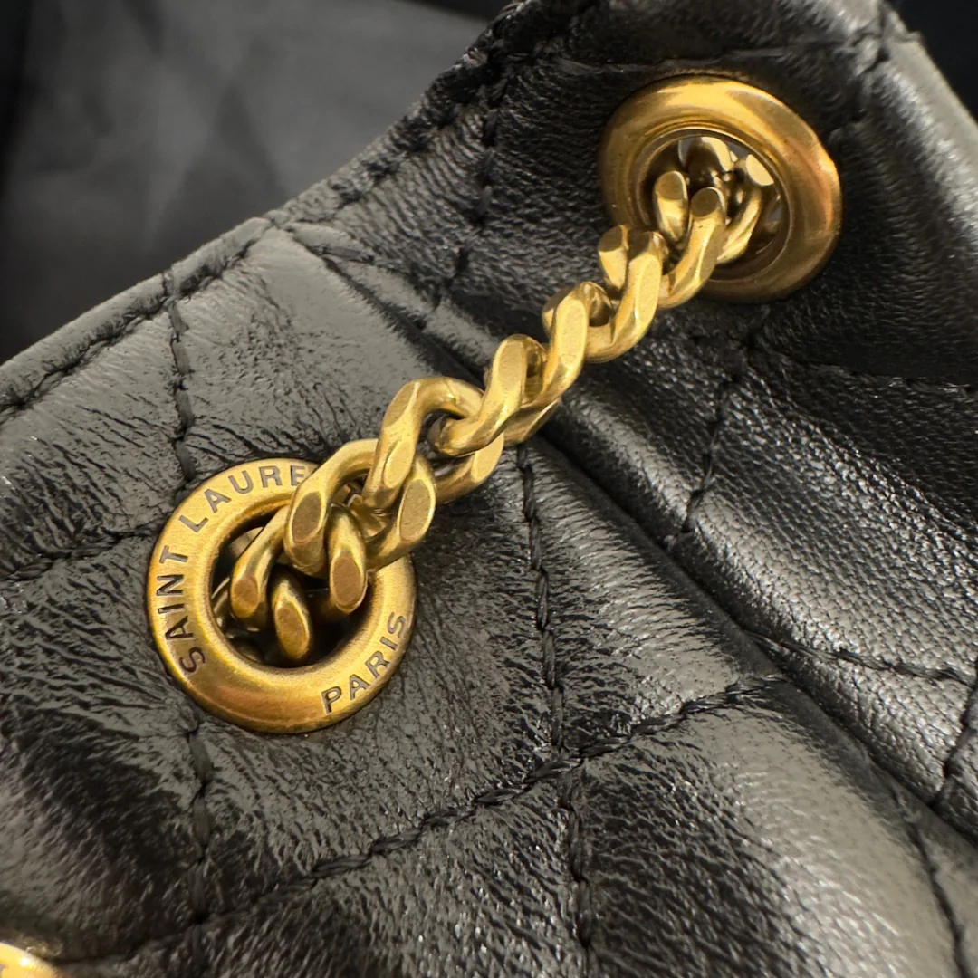 Мини-юбка YSL Nolita из овечьей кожи, черная