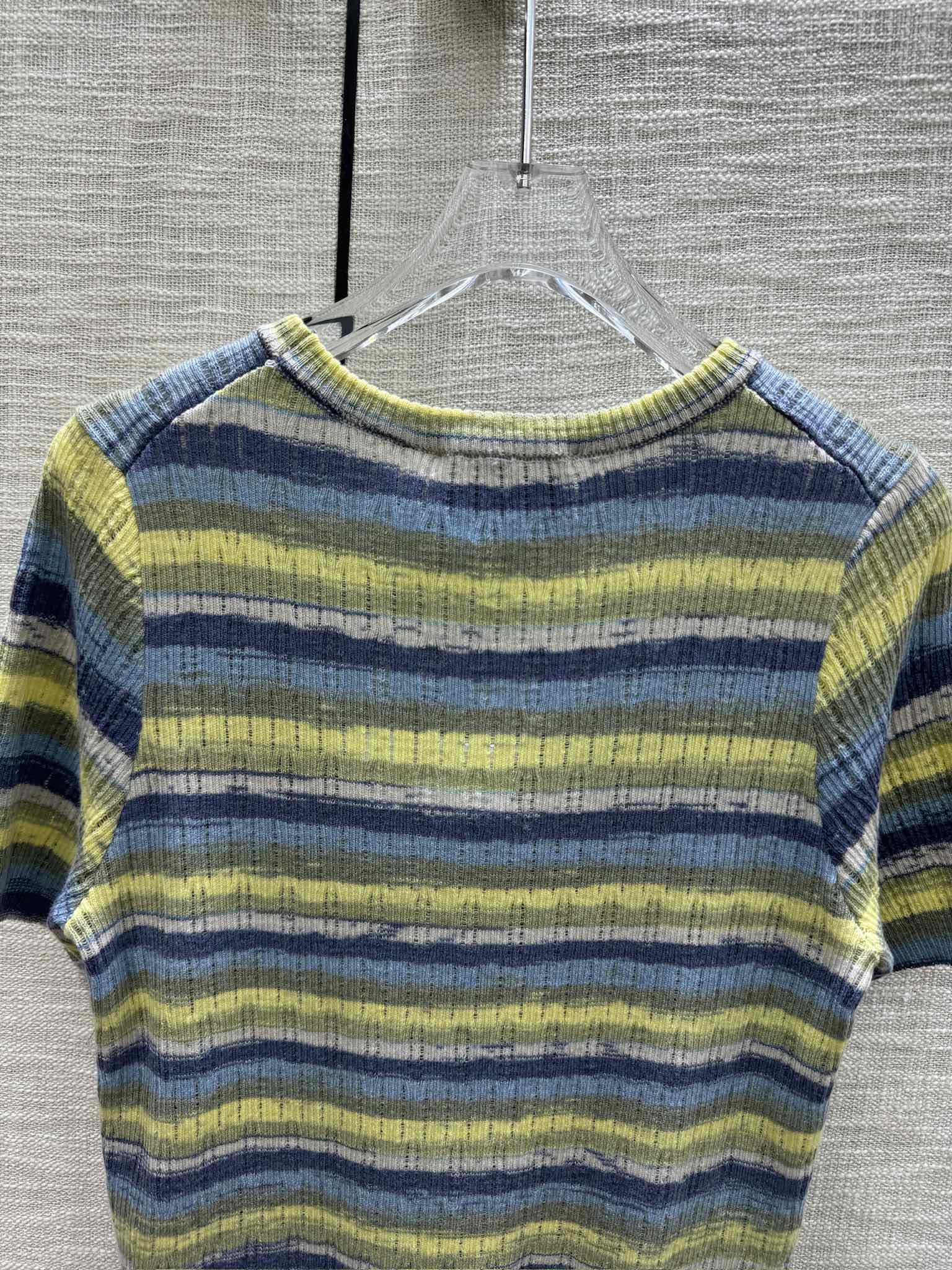 Chanel 2403 - Вязаная футболка с коротким рукавом в полоску 