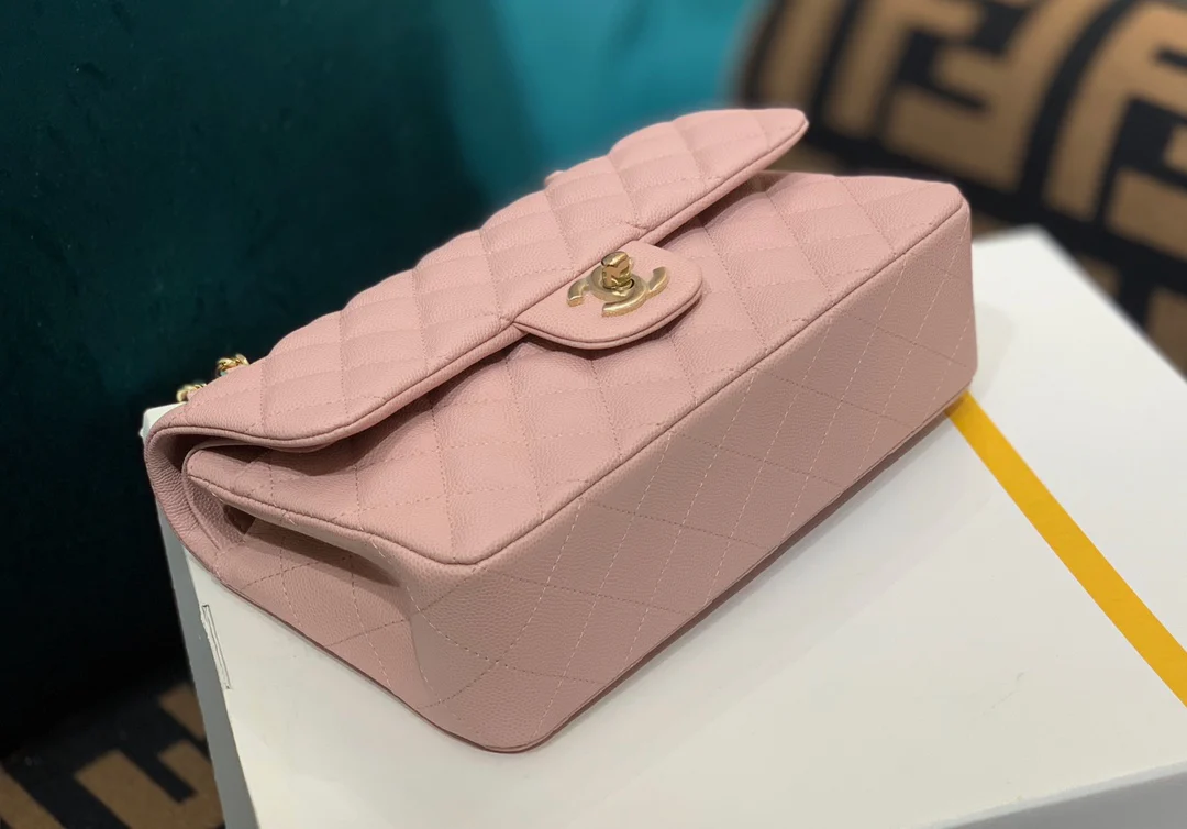 Chanel - Маленькая сумка из коричневой кожи - CF - Розовая - 23 см