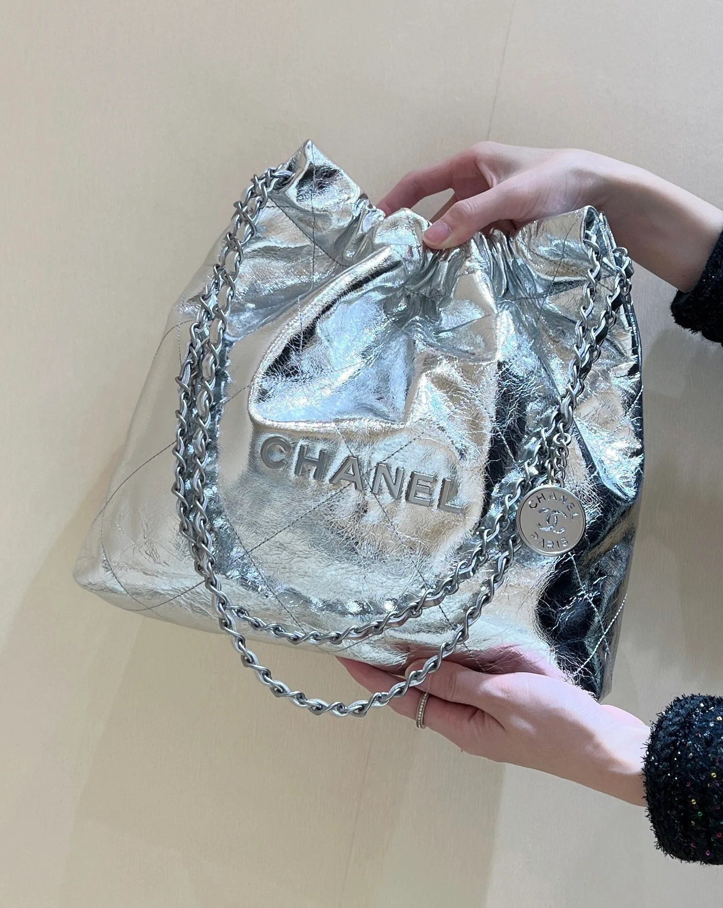 Сумка Chanel 25c 22 - Металлическая кожа - Серебристый