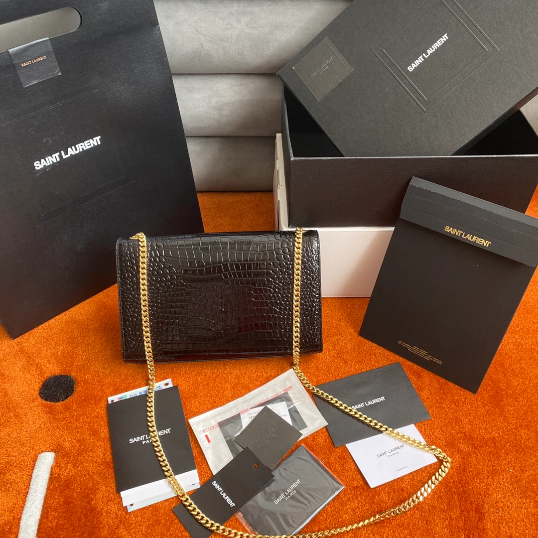 Сумка YSL Kate с цепочкой и крокодиловым принтом - Средний размер - 8