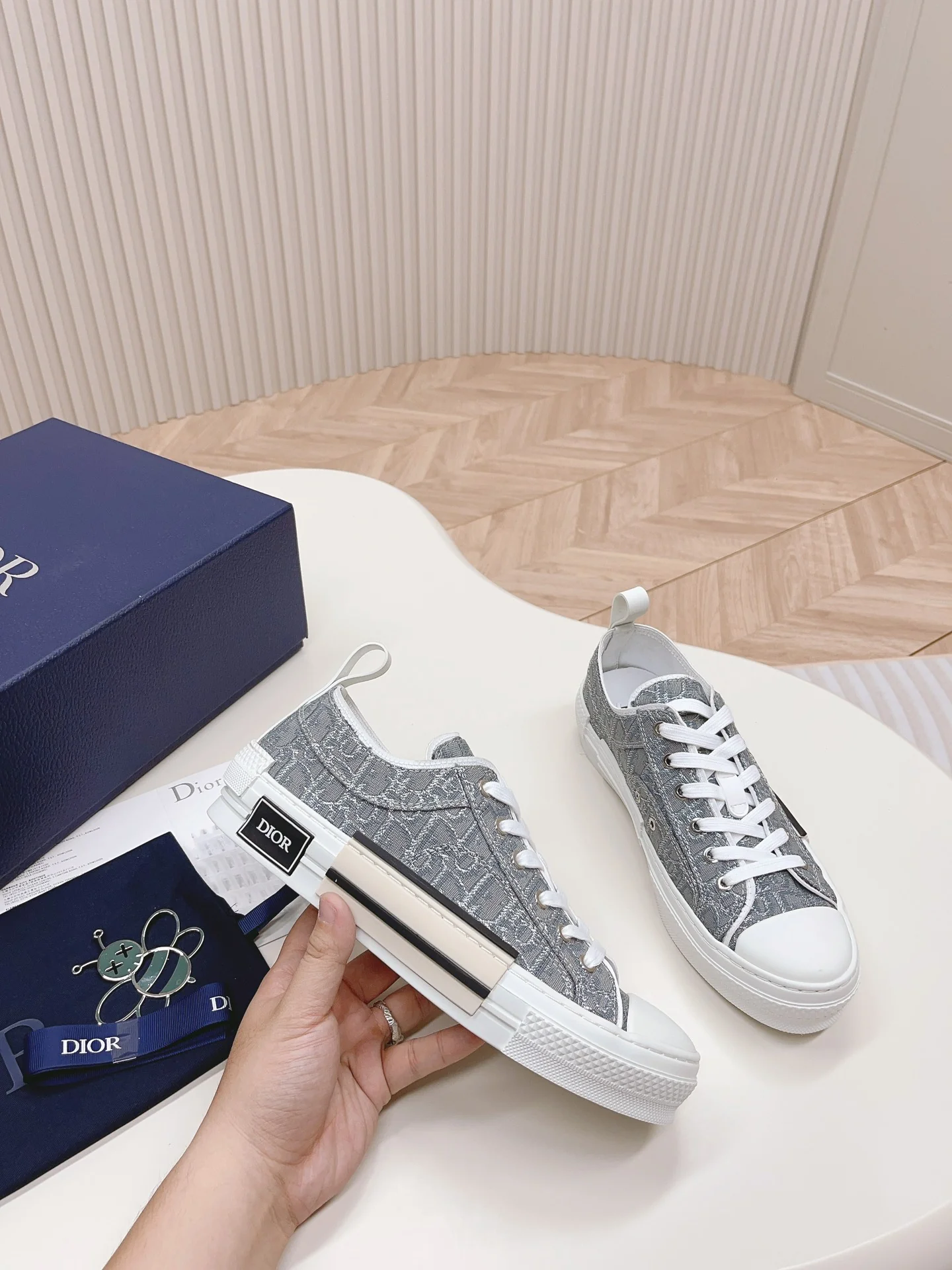 Dior B23 Series - Повседневная обувь - Унисекс - Серая с белым носком