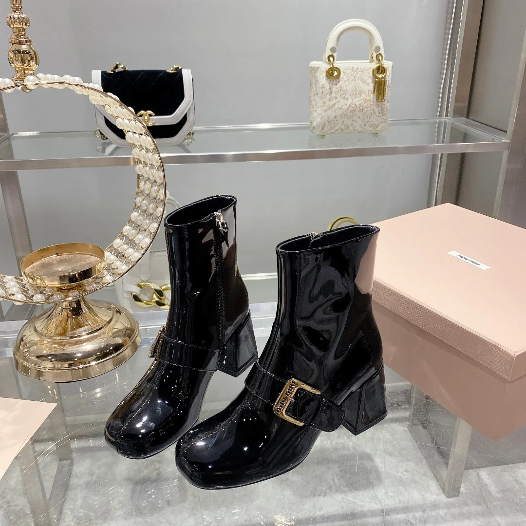 Miu Miu - Ботильоны 22s с застежкой-молнией и металлической пряжкой - 2