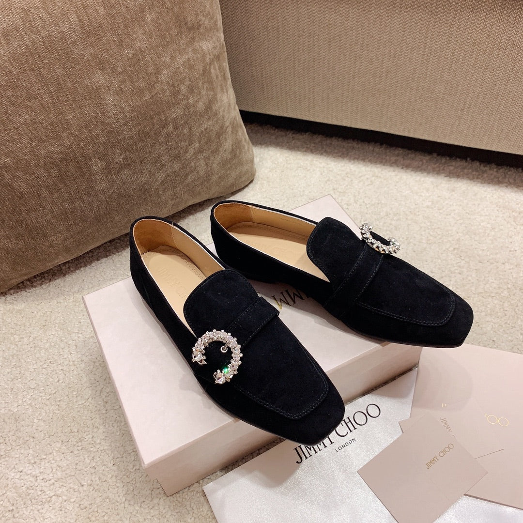 Лоферы Jimmy Sparkling Crystal - черные