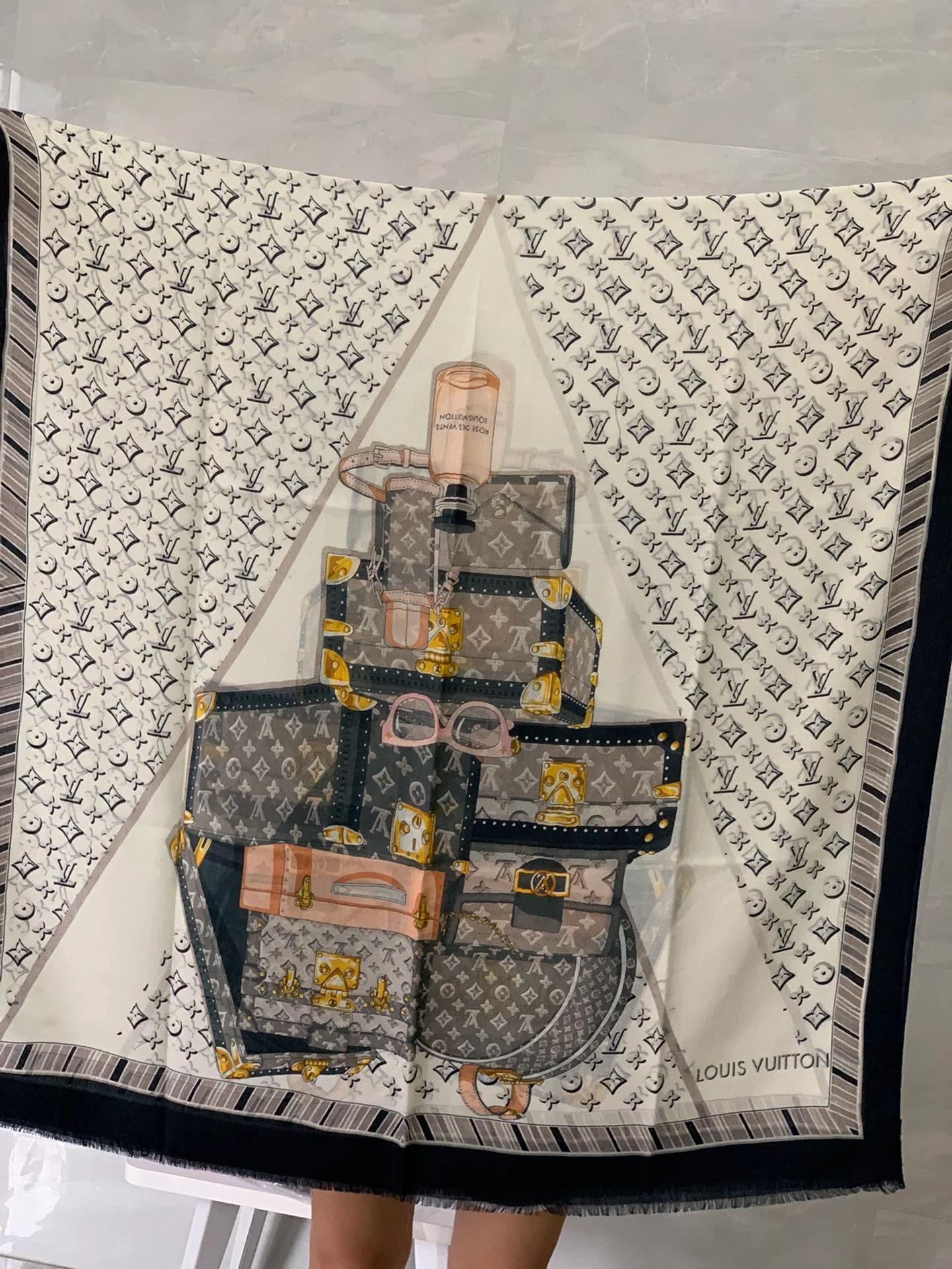 Длинный шарф с логотипом LV V - 110-200 см - 100% высококачественный кашемир