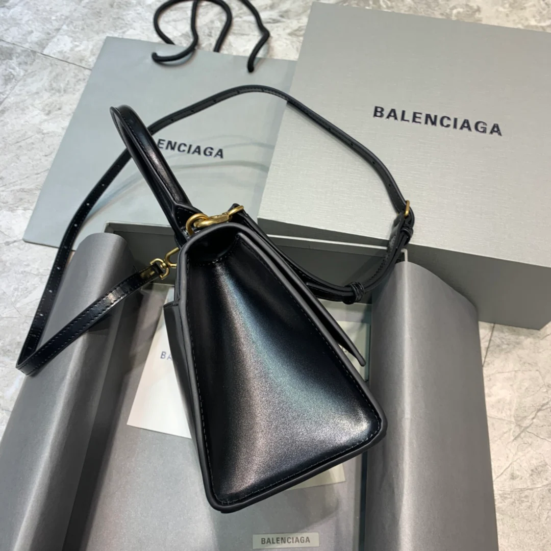 Сумка Balenciaga Hourglass - Черная, однотонная кожа - 1 шт.