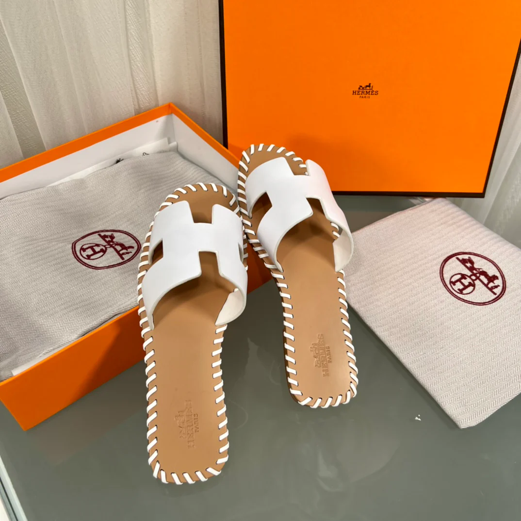 Плоские тапочки ручной работы Hermes - 1