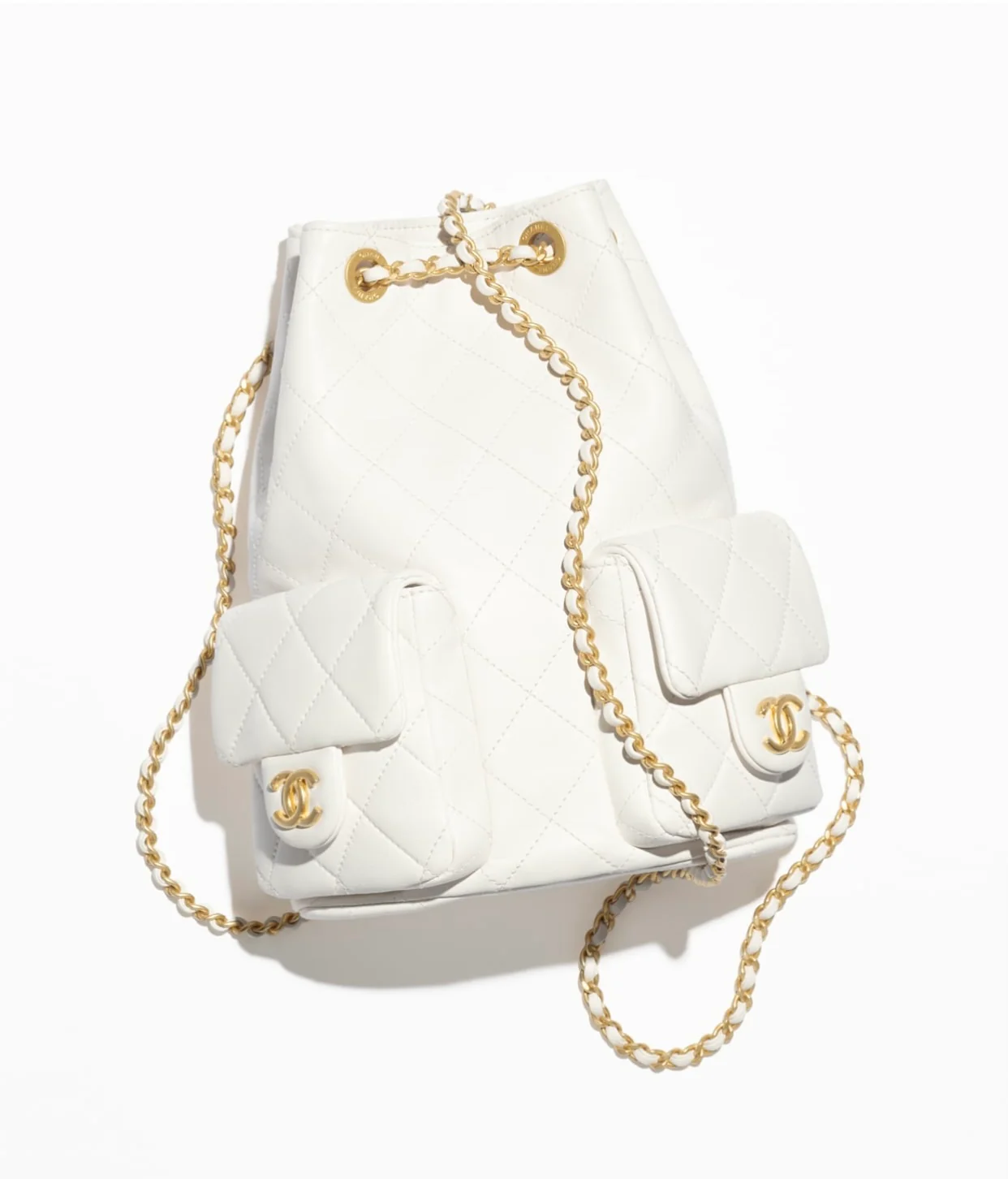 Рюкзак Chanel 25c на завязках - белый