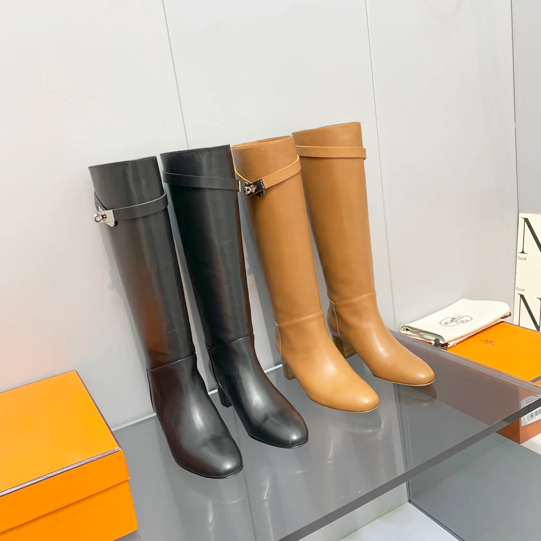 Сапоги Hermes Kelly Buckle Collection - Верблюжий цвет