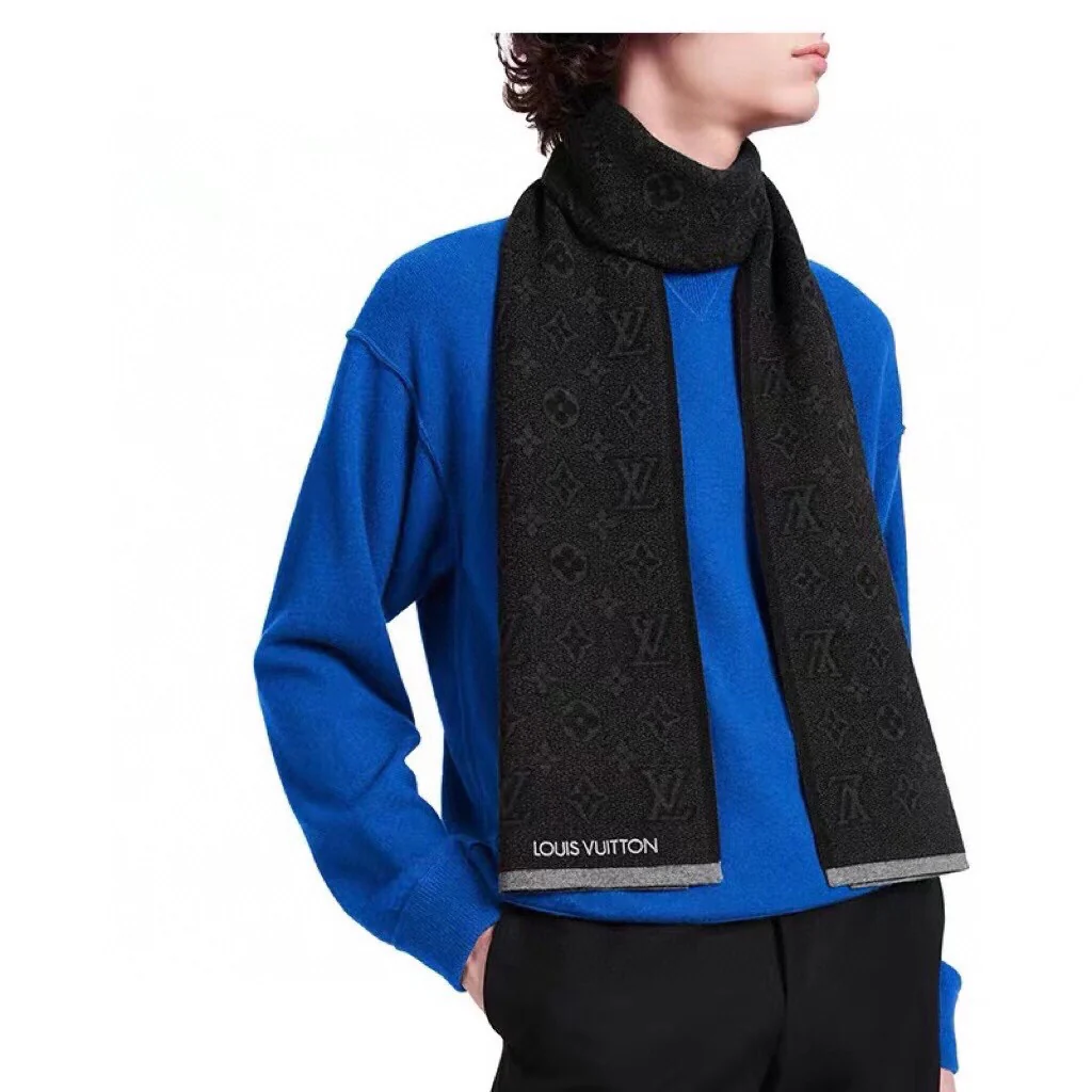 LV - Высокий кашемировый шарф - 180 см - 32 см - 100% - Импортный вязаный кашемир