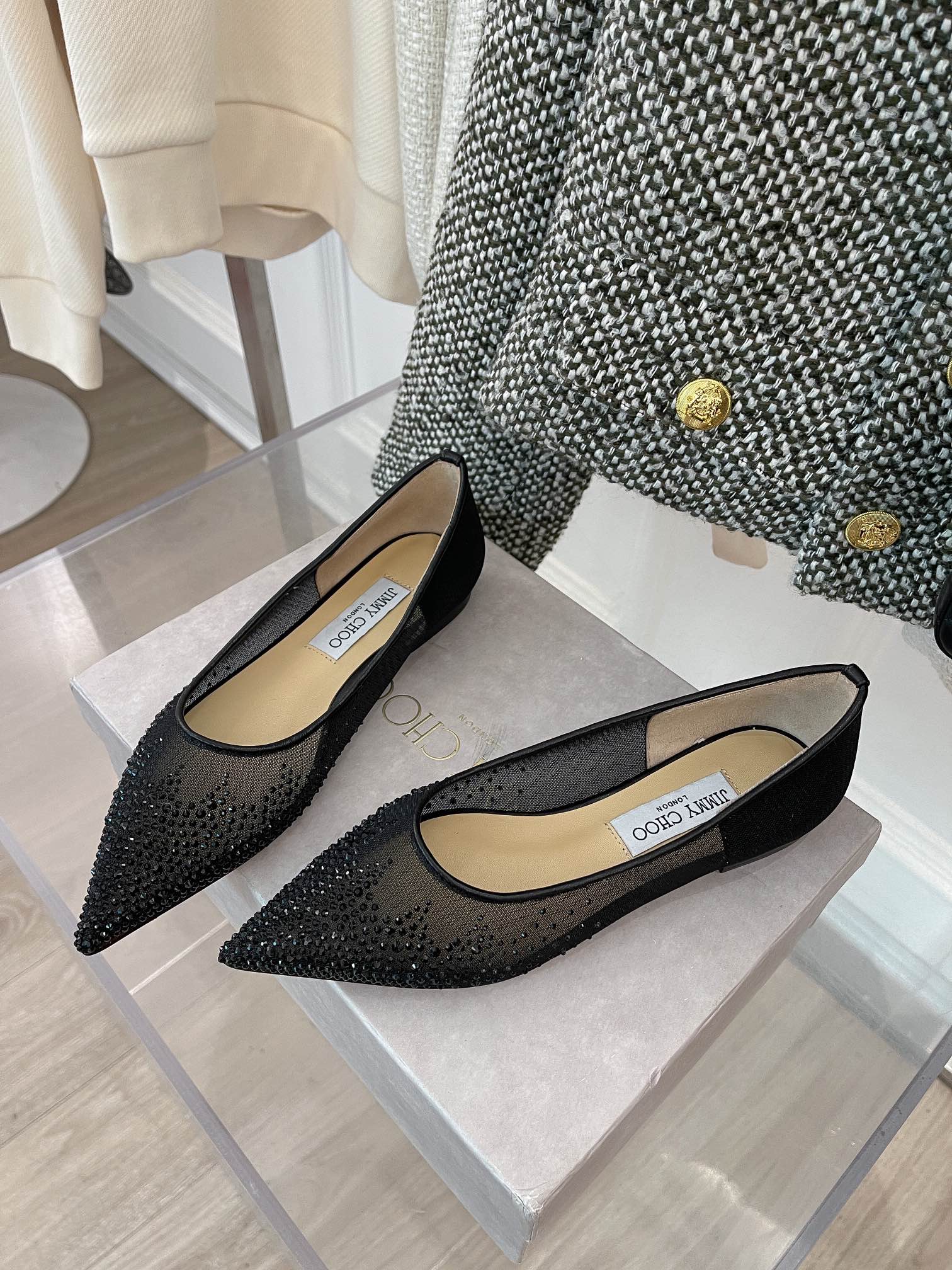 Балетки Jimmy Mesh со стразами