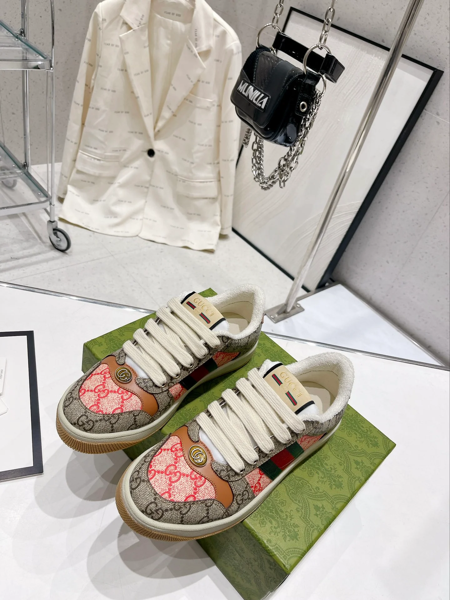 Gucci - Повседневные кроссовки - Парный стиль - Коричнево-розовые