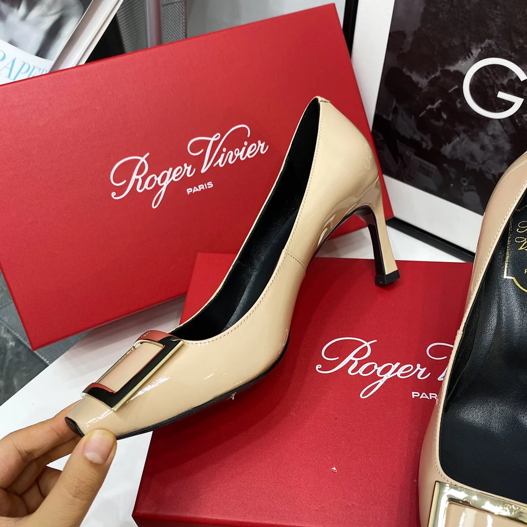 Туфли на банановом каблуке RV-7-5 см - телесно-розовые