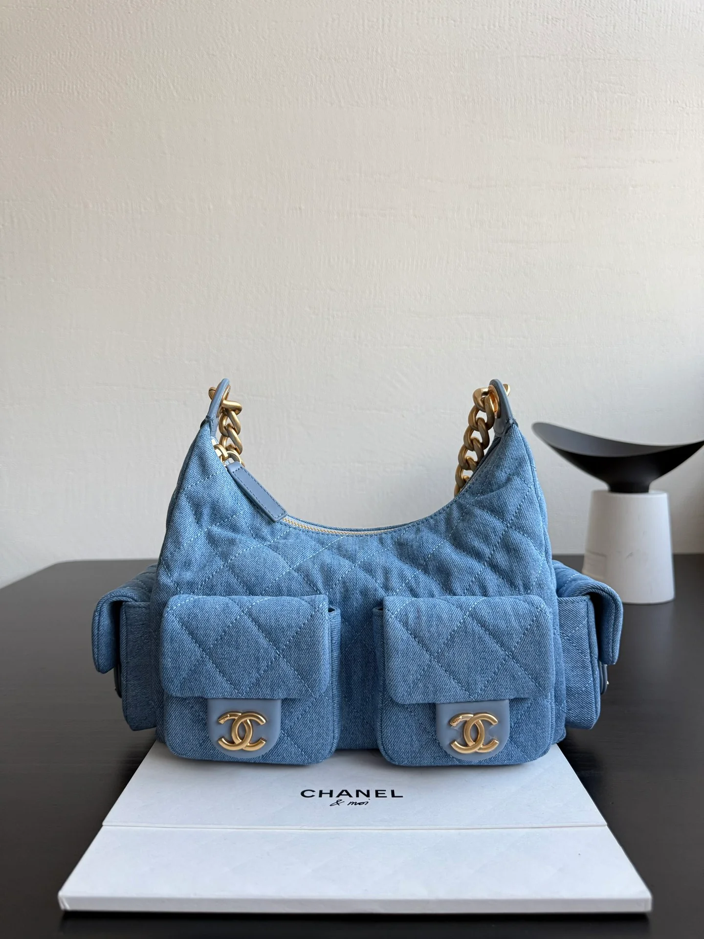 Chanel 25 Chobo Denim Small - Темно-синий