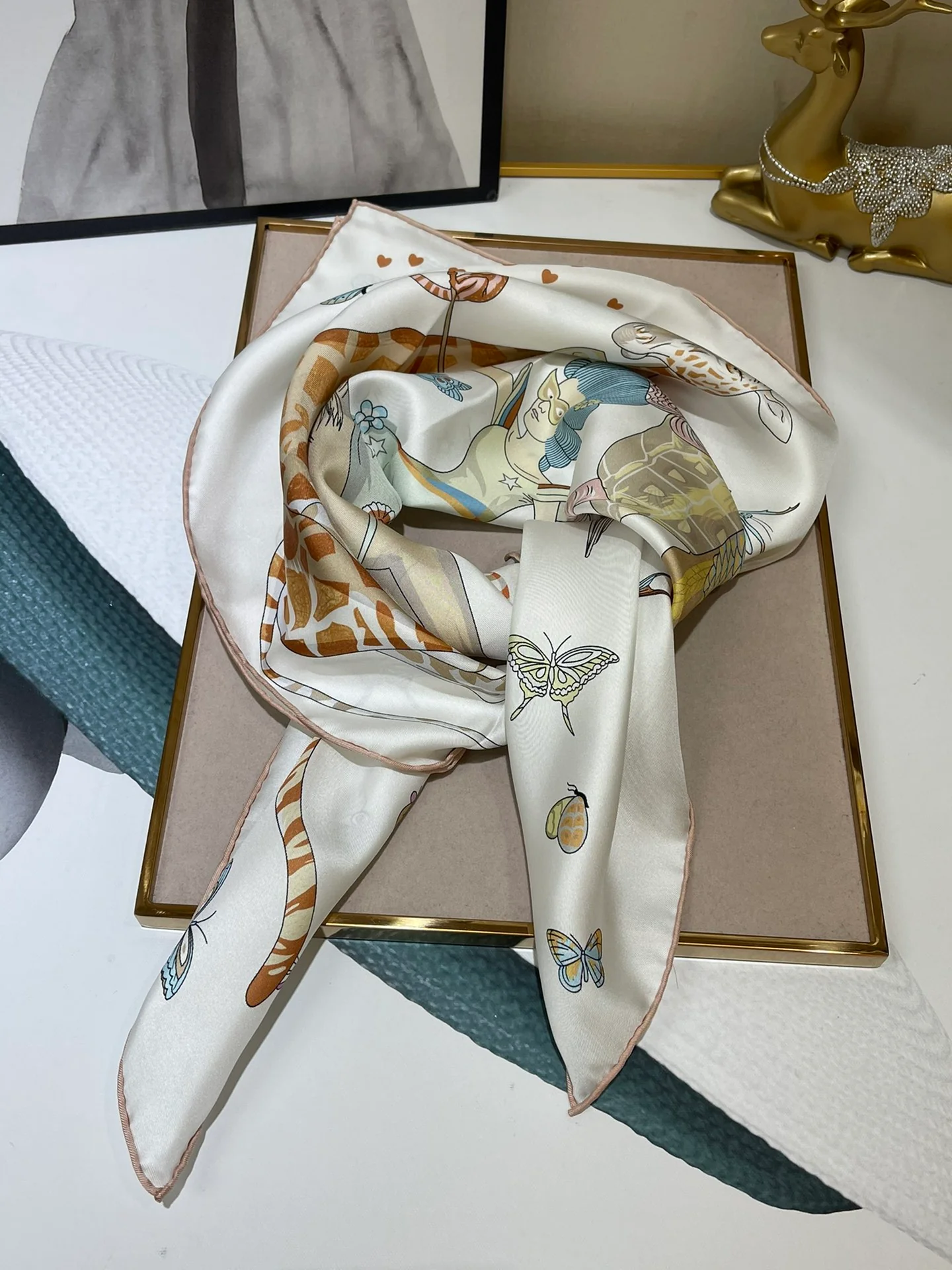 Шелковый шарф Hermes 90 - 100% шелк тутового дерева