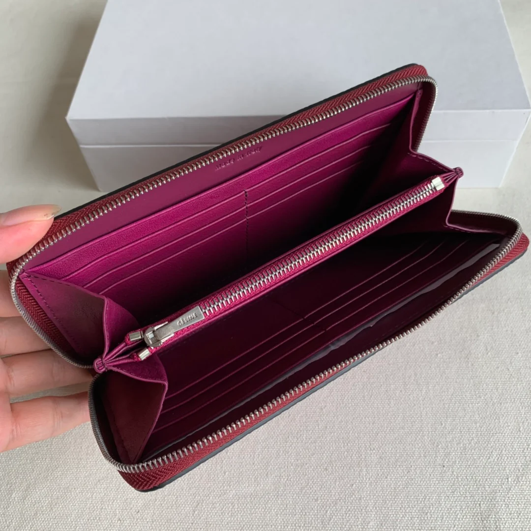Кошелек Celine с длинной молнией - цвет кожуры личи - фиолетово-красный