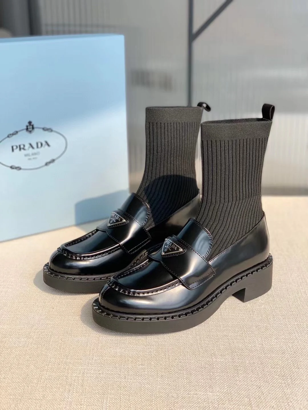 Обувь Prada - Prada - классические ботильоны-носки - лоферы - черные